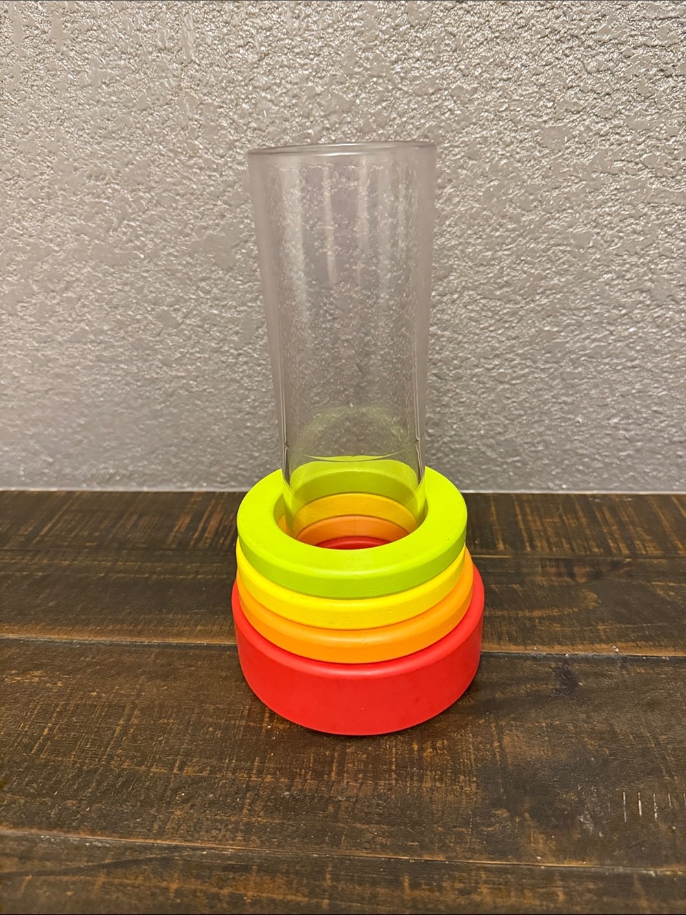 LOVEVERY MONTESSORI STACKING RINGS AND CLEAR PLASTIC TUBE